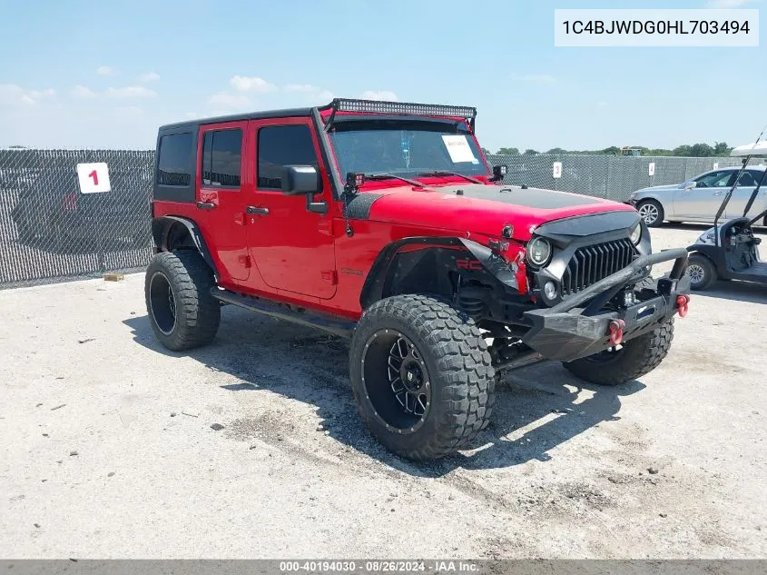 1C4BJWDG0HL703494 2017 Jeep Wrangler Unlimited Sport 4X4