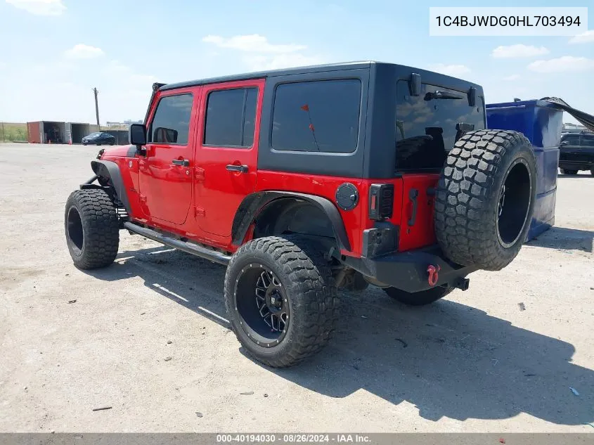 2017 Jeep Wrangler Unlimited Sport 4X4 VIN: 1C4BJWDG0HL703494 Lot: 40194030