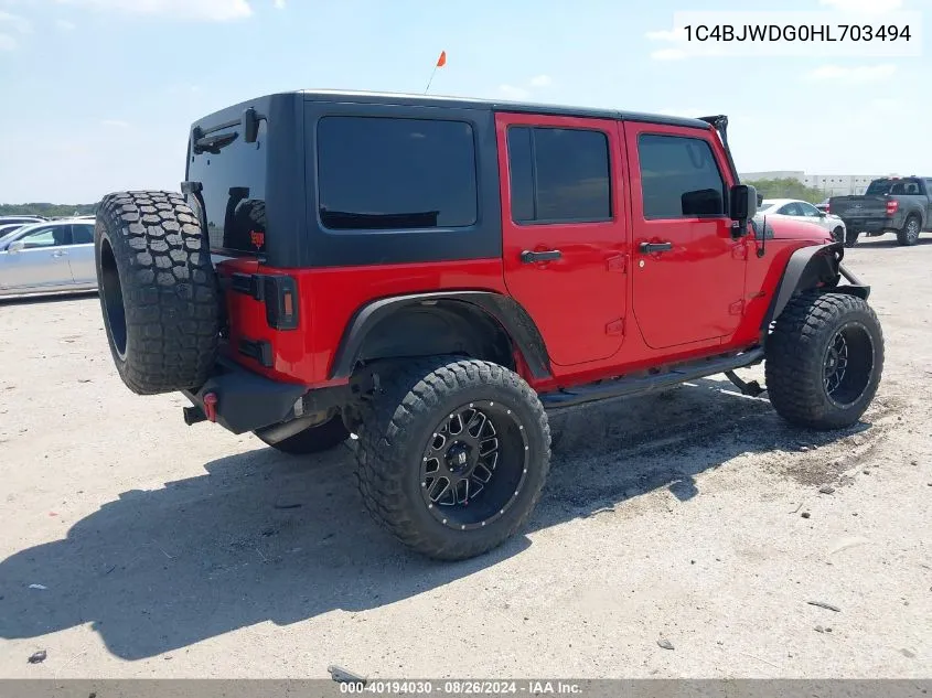 2017 Jeep Wrangler Unlimited Sport 4X4 VIN: 1C4BJWDG0HL703494 Lot: 40194030