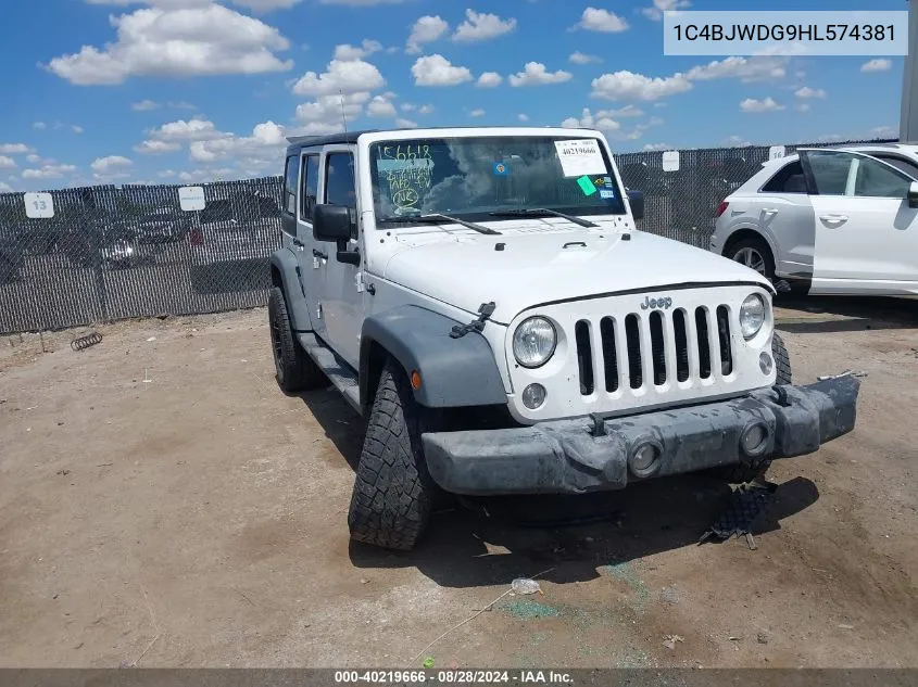 1C4BJWDG9HL574381 2017 Jeep Wrangler Unlimited Sport 4X4