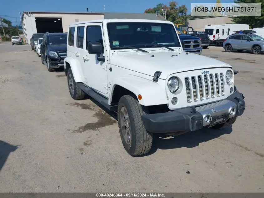 2017 Jeep Wrangler Unlimited Sahara 4X4 VIN: 1C4BJWEG6HL751371 Lot: 40246364