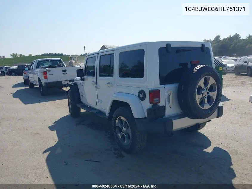 2017 Jeep Wrangler Unlimited Sahara 4X4 VIN: 1C4BJWEG6HL751371 Lot: 40246364