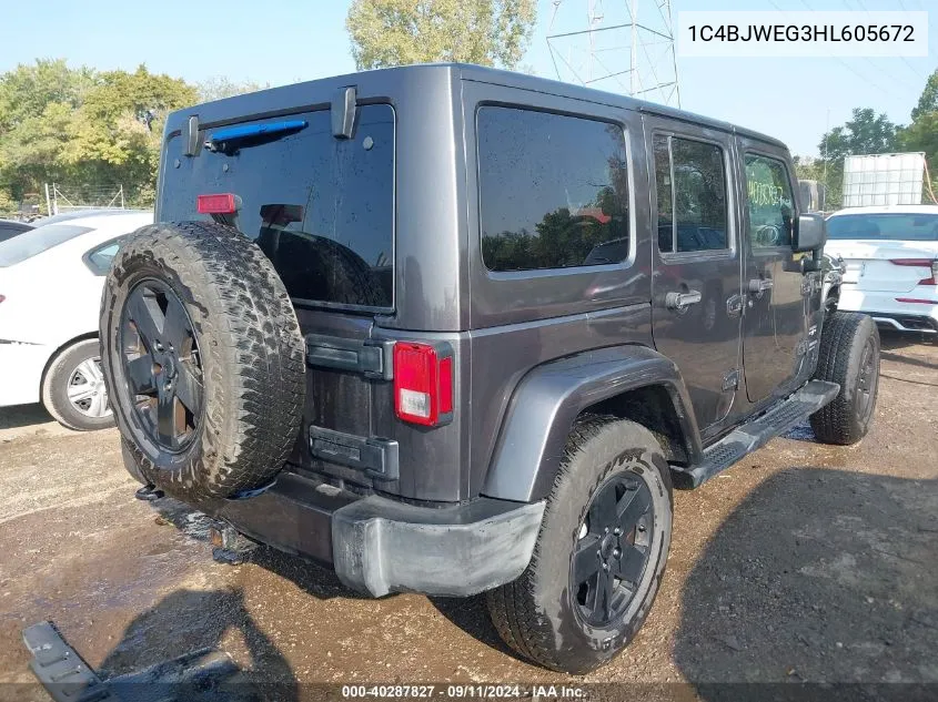 2017 Jeep Wrangler Unlimited Sahara 4X4 VIN: 1C4BJWEG3HL605672 Lot: 40287827