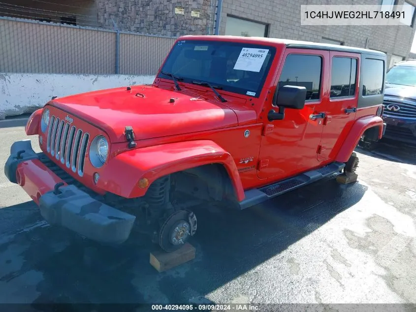 2017 Jeep Wrangler Unlimited Sahara 4X4 VIN: 1C4HJWEG2HL718491 Lot: 40294095