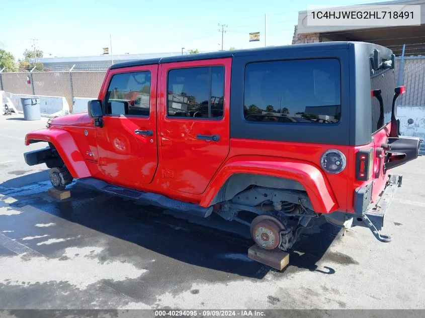 1C4HJWEG2HL718491 2017 Jeep Wrangler Unlimited Sahara 4X4