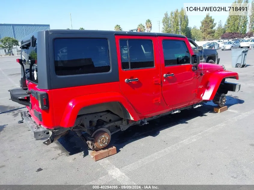 1C4HJWEG2HL718491 2017 Jeep Wrangler Unlimited Sahara 4X4