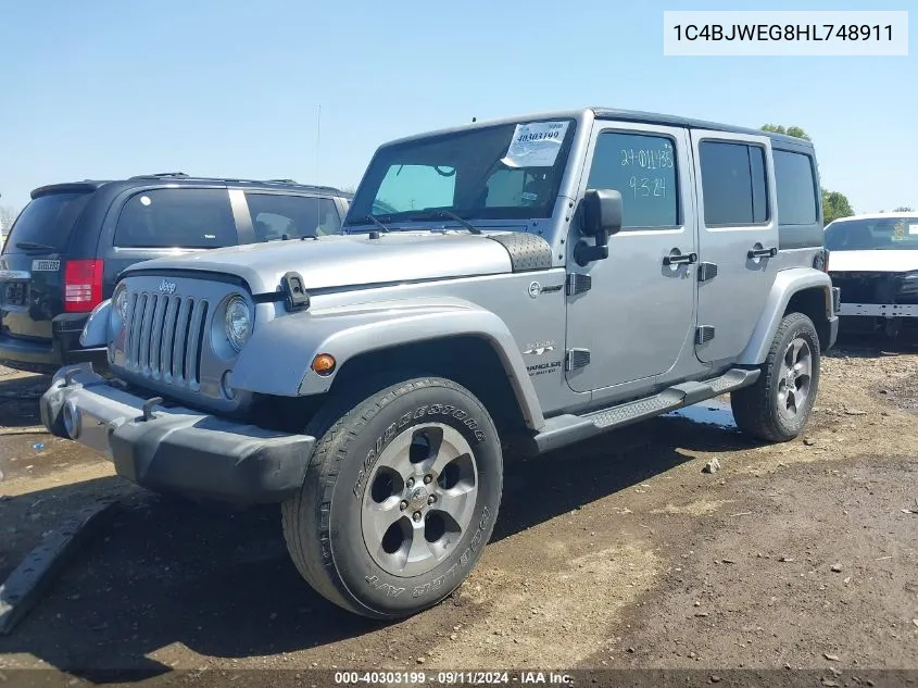 1C4BJWEG8HL748911 2017 Jeep Wrangler Unlimited Sahara 4X4