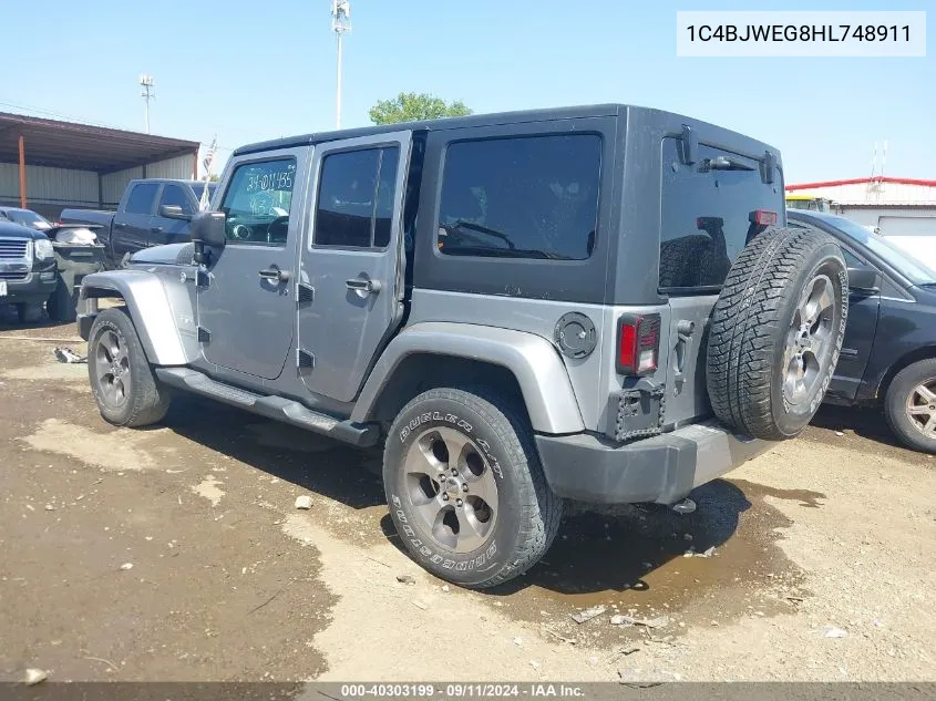 2017 Jeep Wrangler Unlimited Sahara 4X4 VIN: 1C4BJWEG8HL748911 Lot: 40303199