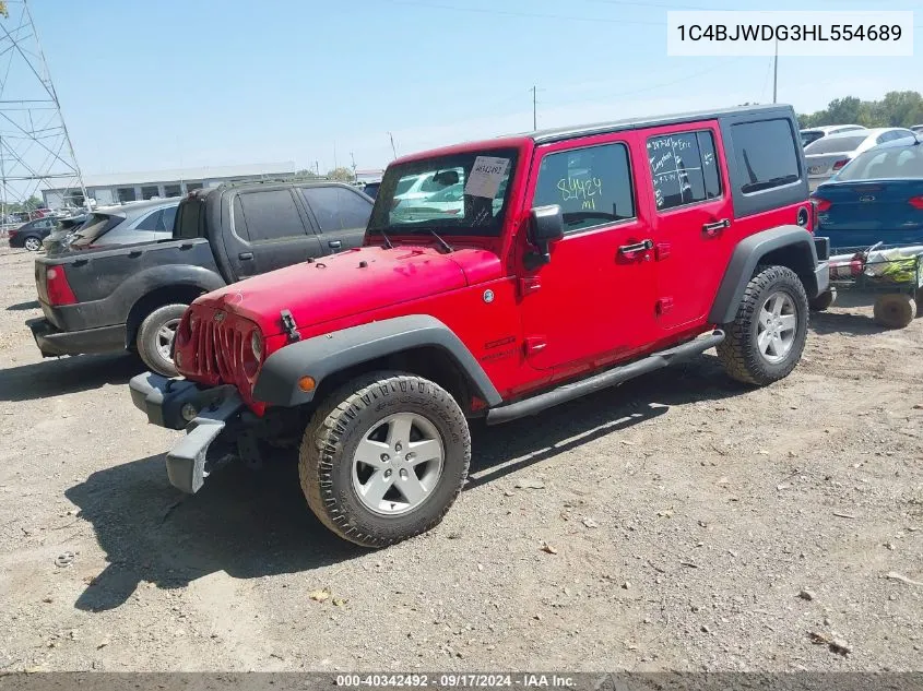 1C4BJWDG3HL554689 2017 Jeep Wrangler Unlimited Sport 4X4