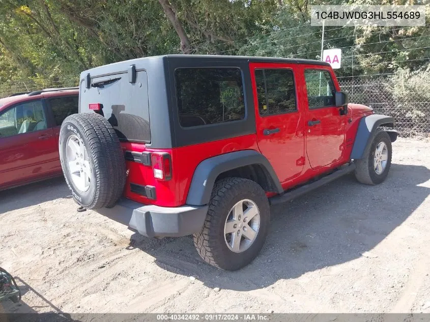 2017 Jeep Wrangler Unlimited Sport 4X4 VIN: 1C4BJWDG3HL554689 Lot: 40342492