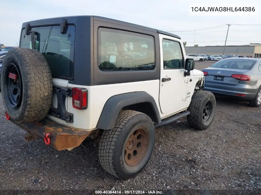 2017 Jeep Wrangler Sport VIN: 1C4AJWAG8HL644386 Lot: 40354414