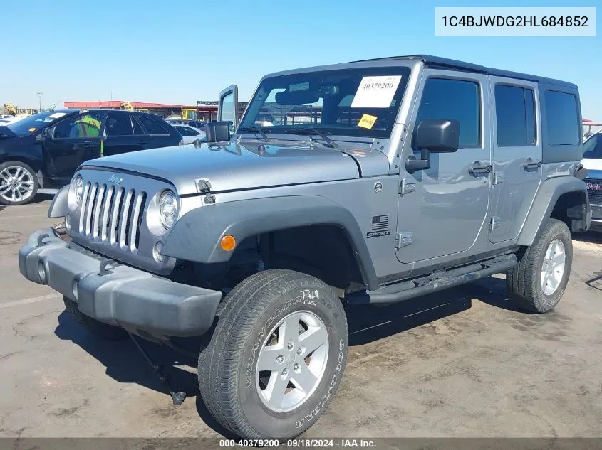 1C4BJWDG2HL684852 2017 Jeep Wrangler Unlimited Sport 4X4