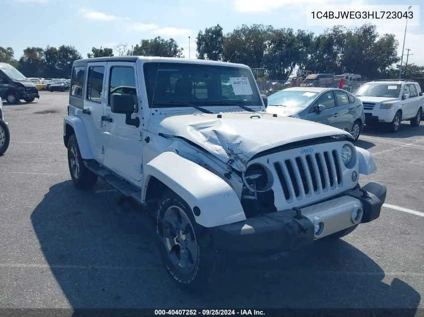 2017 Jeep Wrangler Unlimited Sahara 4X4 VIN: 1C4BJWEG3HL723043 Lot: 40407252