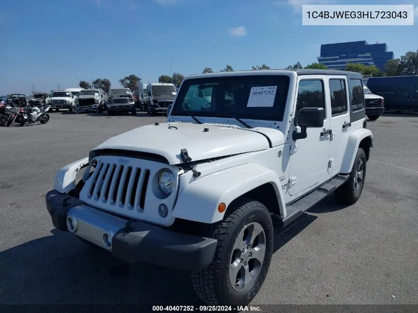 2017 Jeep Wrangler Unlimited Sahara 4X4 VIN: 1C4BJWEG3HL723043 Lot: 40407252