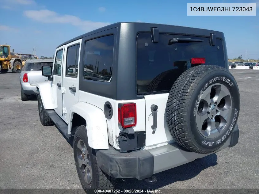 1C4BJWEG3HL723043 2017 Jeep Wrangler Unlimited Sahara 4X4