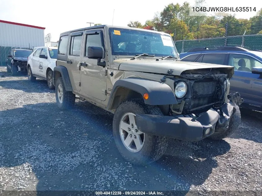 1C4BJWKG8HL635514 2017 Jeep Wrangler Unlimited Sport