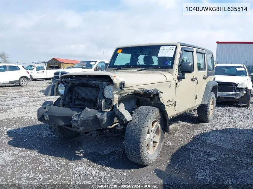 1C4BJWKG8HL635514 2017 Jeep Wrangler Unlimited Sport