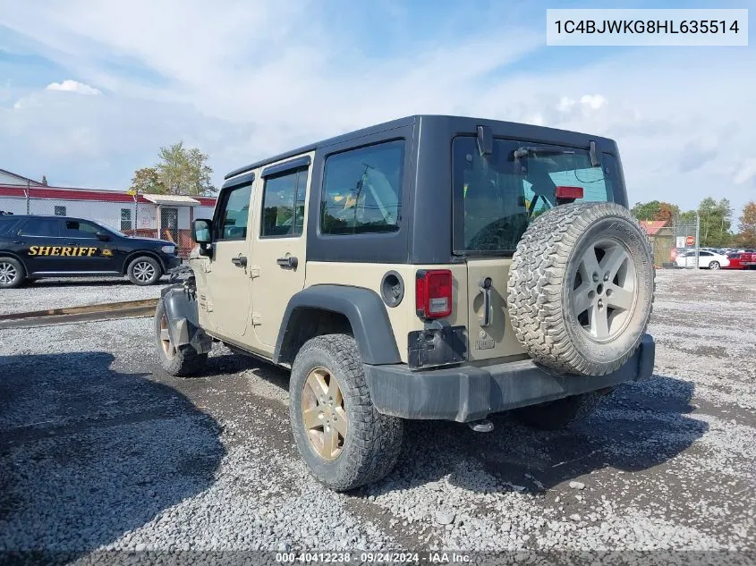 1C4BJWKG8HL635514 2017 Jeep Wrangler Unlimited Sport