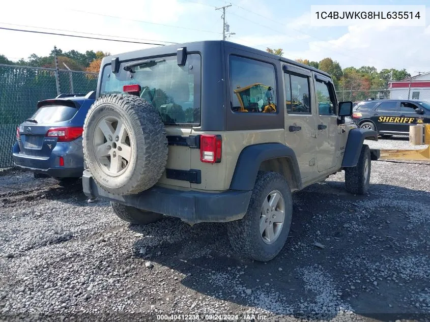 2017 Jeep Wrangler Unlimited Sport VIN: 1C4BJWKG8HL635514 Lot: 40412238