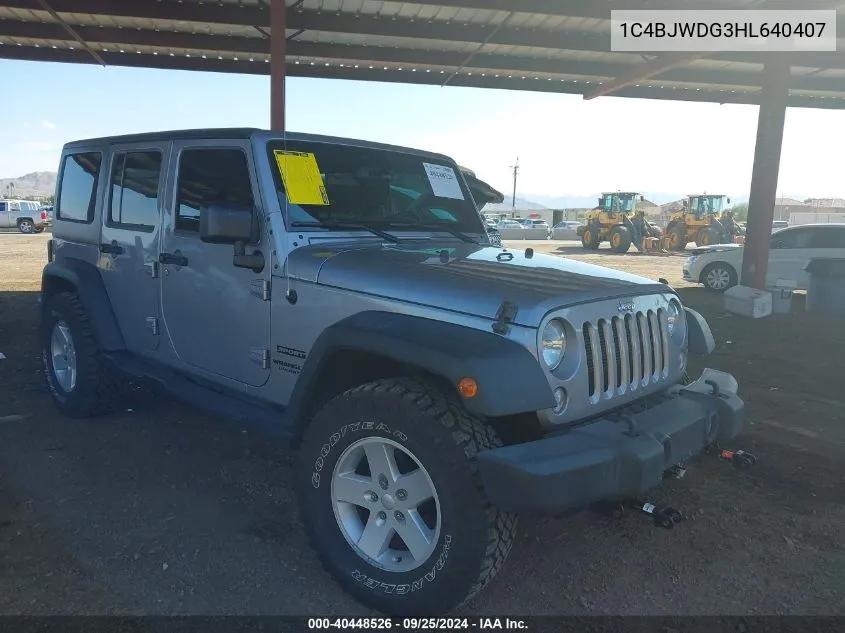 1C4BJWDG3HL640407 2017 Jeep Wrangler Unlimited Sport 4X4