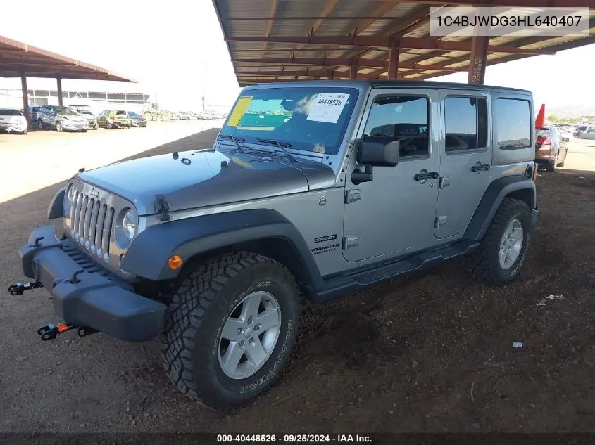 1C4BJWDG3HL640407 2017 Jeep Wrangler Unlimited Sport 4X4