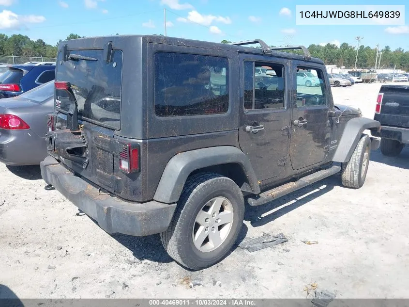 2017 Jeep Wrangler Unlimited Sport VIN: 1C4HJWDG8HL649839 Lot: 40469011