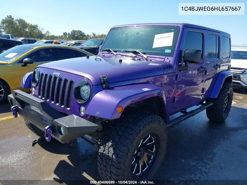 1C4BJWEG6HL657667 2017 Jeep Wrangler Unlimited Sahara 4X4