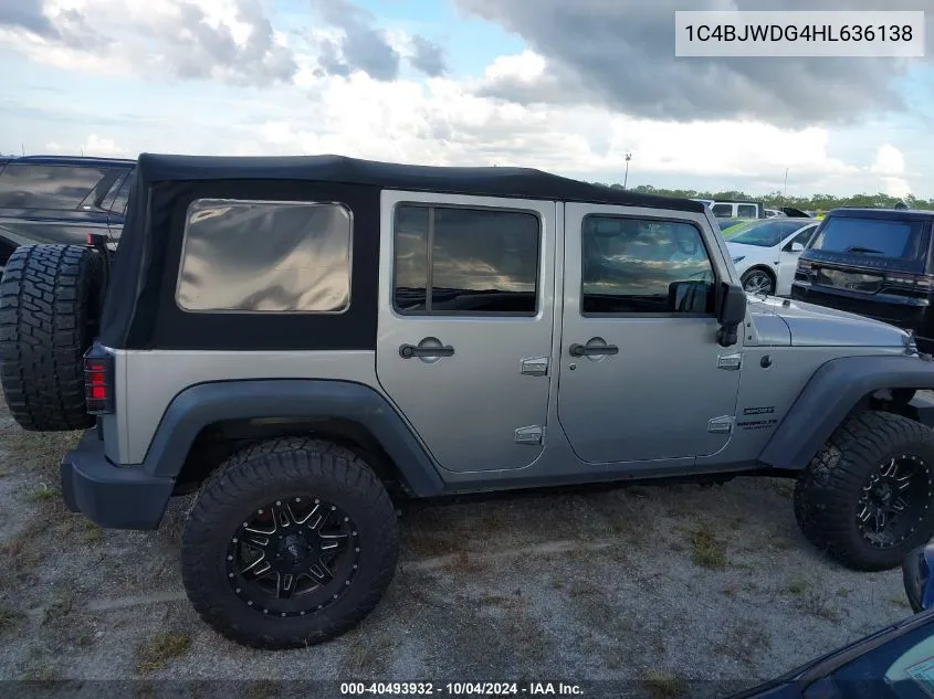 1C4BJWDG4HL636138 2017 Jeep Wrangler Unlimited Sport