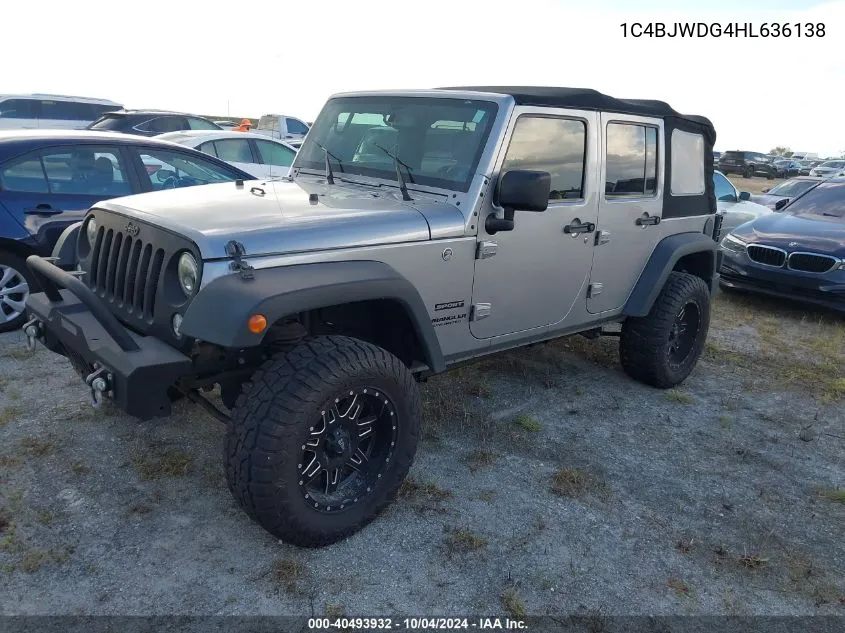 1C4BJWDG4HL636138 2017 Jeep Wrangler Unlimited Sport