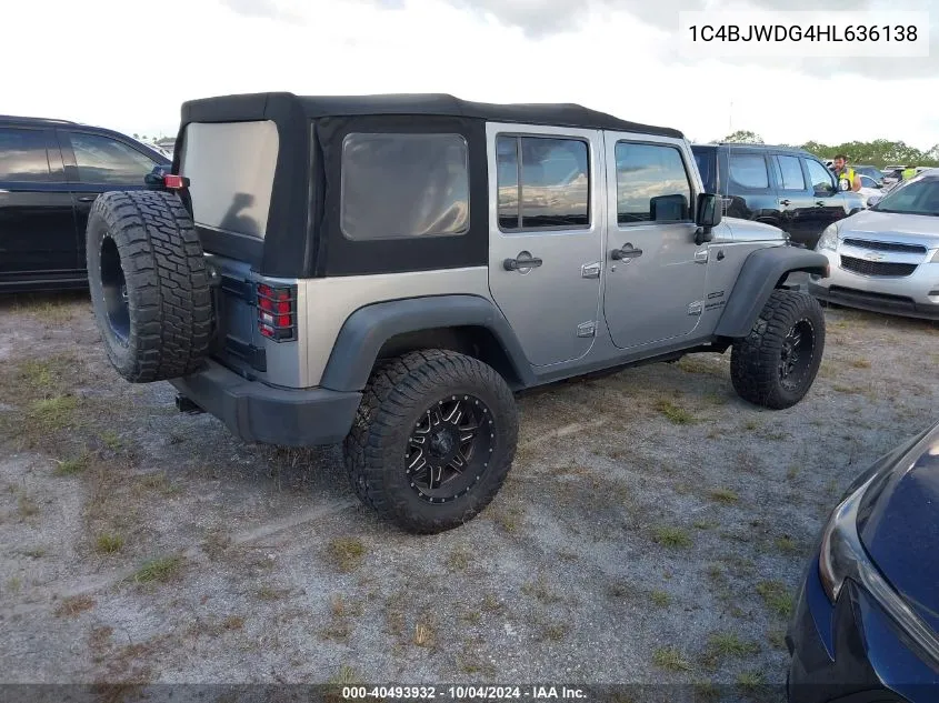 1C4BJWDG4HL636138 2017 Jeep Wrangler Unlimited Sport