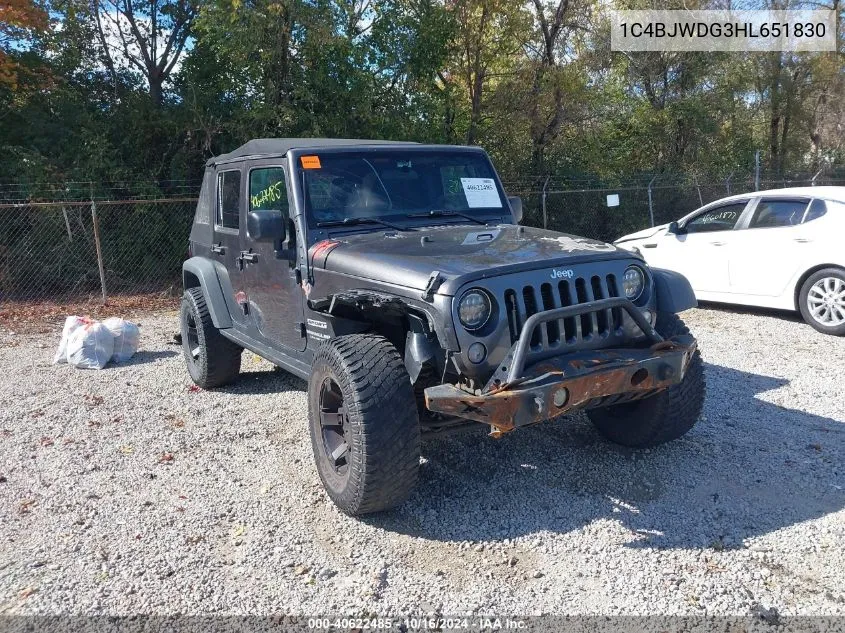 2017 Jeep Wrangler Unlimited Sport VIN: 1C4BJWDG3HL651830 Lot: 40622485