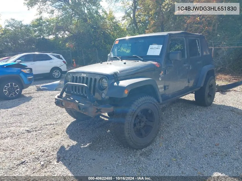 2017 Jeep Wrangler Unlimited Sport VIN: 1C4BJWDG3HL651830 Lot: 40622485