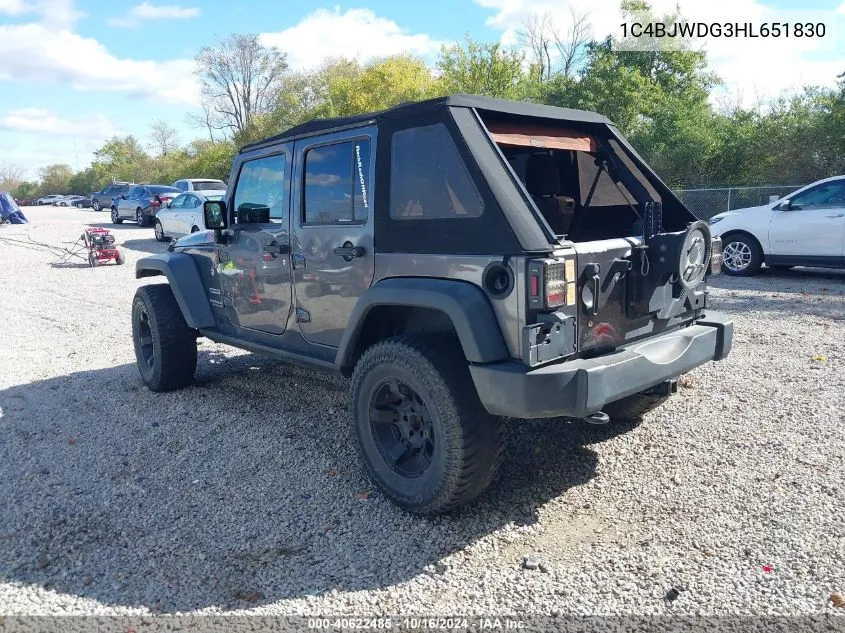 2017 Jeep Wrangler Unlimited Sport VIN: 1C4BJWDG3HL651830 Lot: 40622485