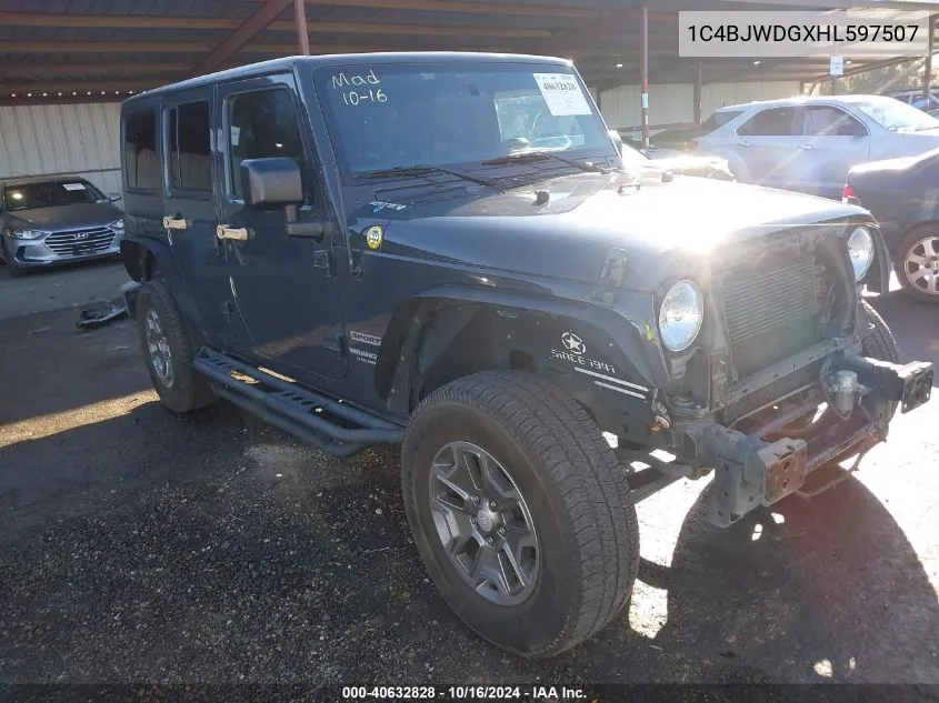 1C4BJWDGXHL597507 2017 Jeep Wrangler Unlimited Sport 4X4