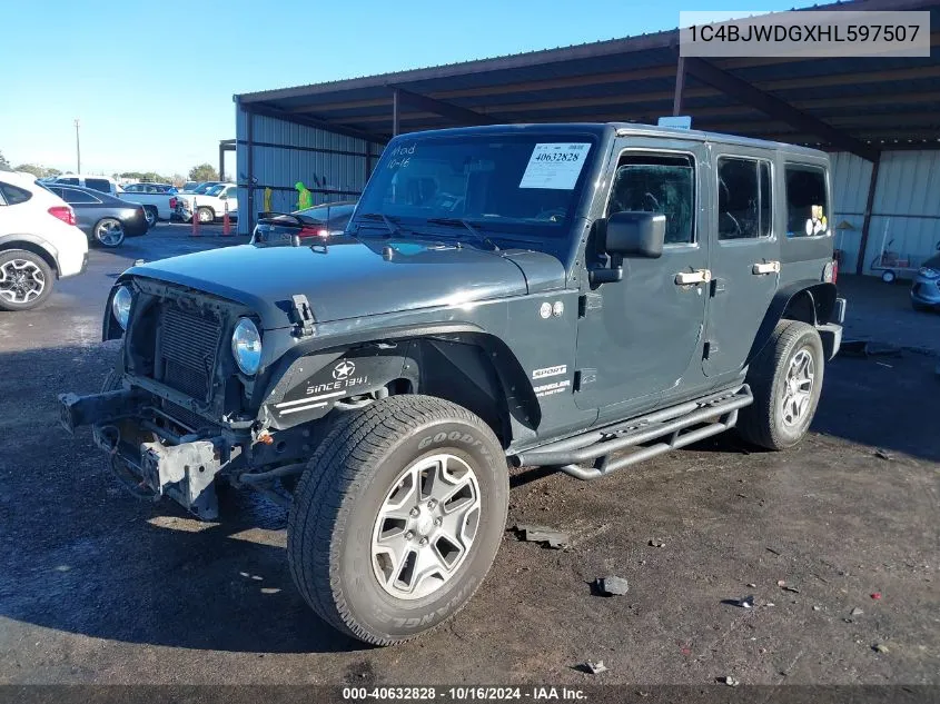 1C4BJWDGXHL597507 2017 Jeep Wrangler Unlimited Sport 4X4