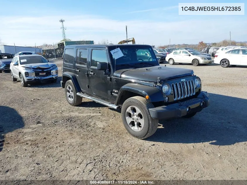 2017 Jeep Wrangler Unlimited Sahara 4X4 VIN: 1C4BJWEG5HL672385 Lot: 40886817