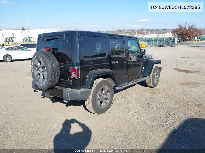 2017 Jeep Wrangler Unlimited Sahara 4X4 VIN: 1C4BJWEG5HL672385 Lot: 40886817