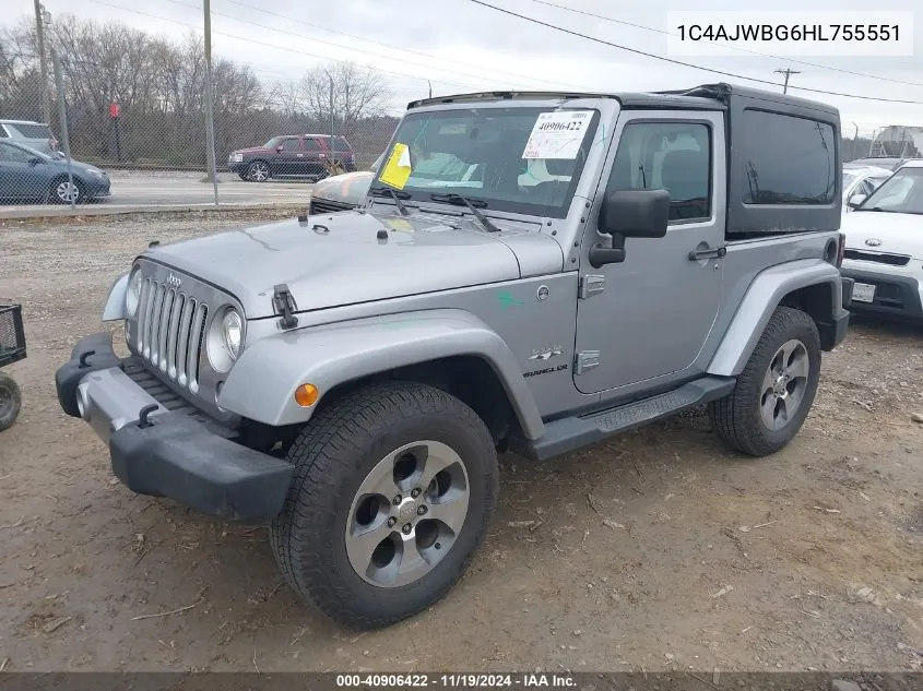 2017 Jeep Wrangler Sahara 4X4 VIN: 1C4AJWBG6HL755551 Lot: 40906422