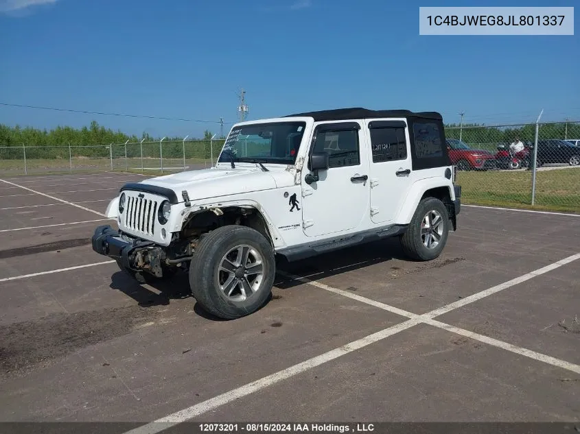 2018 Jeep Wrangler Unlimited Sahara VIN: 1C4BJWEG8JL801337 Lot: 12073201