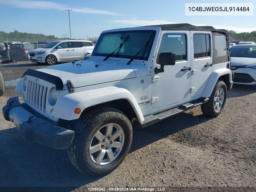 2018 Jeep Wrangler Jk Unlimited Sahara VIN: 1C4BJWEG5JL914484 Lot: 12080242