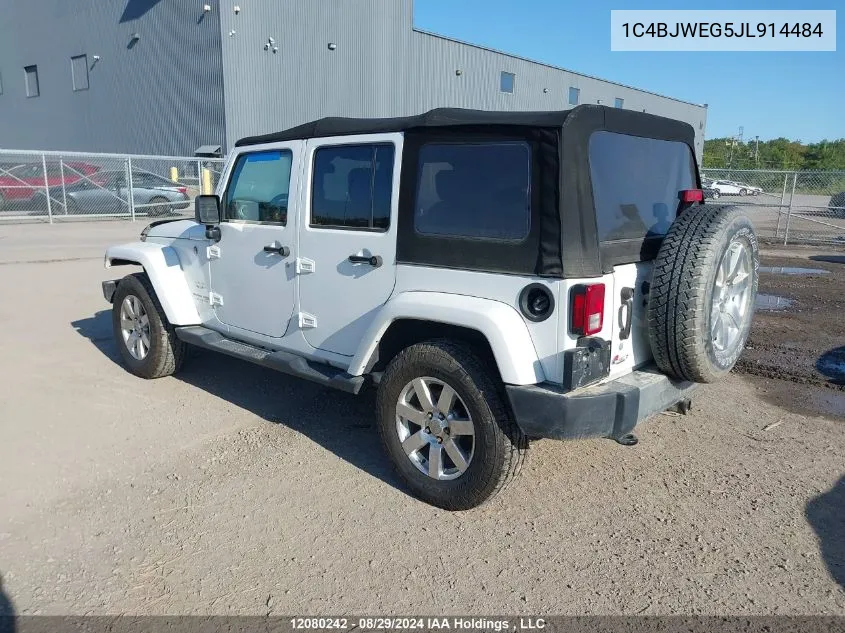 2018 Jeep Wrangler Jk Unlimited Sahara VIN: 1C4BJWEG5JL914484 Lot: 12080242