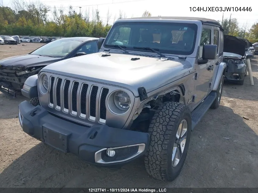 2018 Jeep Wrangler Unlimited Sahara VIN: 1C4HJXEG3JW104446 Lot: 12127741