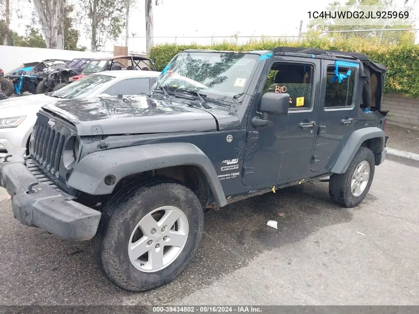 2018 Jeep Wrangler Jk Unlimited Sport S 4X4 VIN: 1C4HJWDG2JL925969 Lot: 39434802