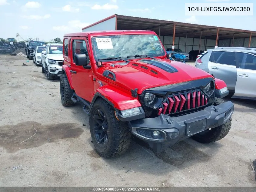 2018 Jeep Wrangler Unlimited Sahara 4X4 VIN: 1C4HJXEG5JW260360 Lot: 39488836