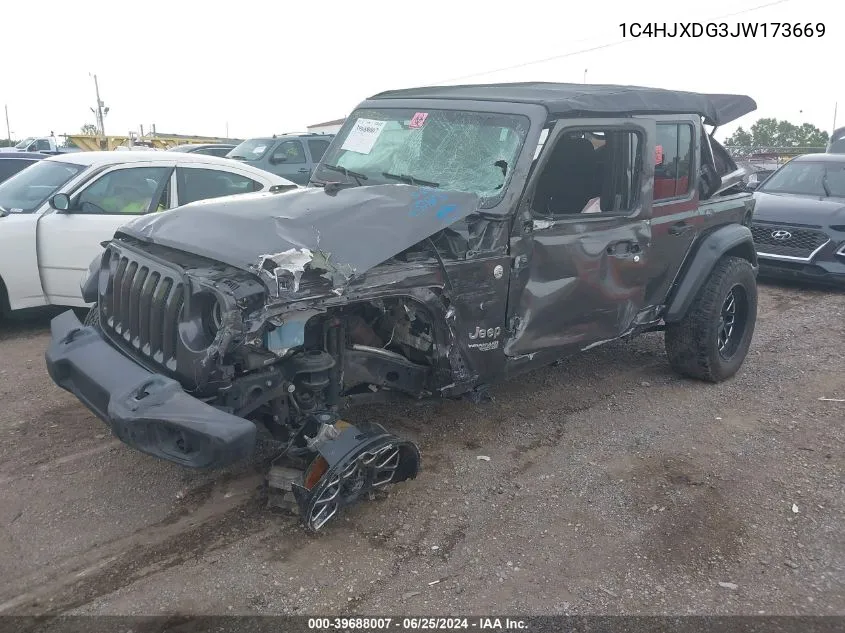 1C4HJXDG3JW173669 2018 Jeep Wrangler Unlimited Sport S 4X4