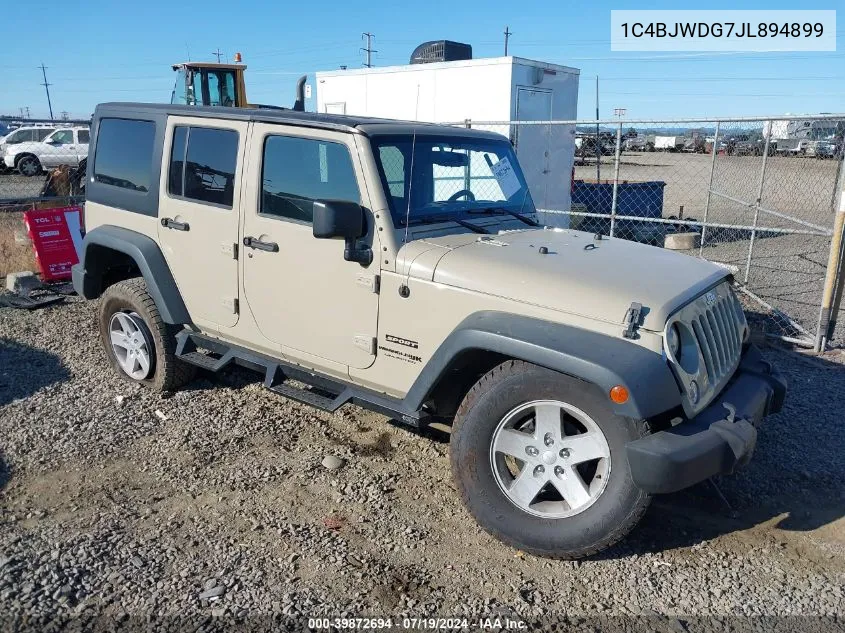 2018 Jeep Wrangler Jk Unlimited Sport S 4X4 VIN: 1C4BJWDG7JL894899 Lot: 39872694