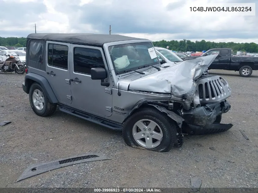 2018 Jeep Wrangler Jk Unlimited Sport S 4X4 VIN: 1C4BJWDG4JL863254 Lot: 39986923