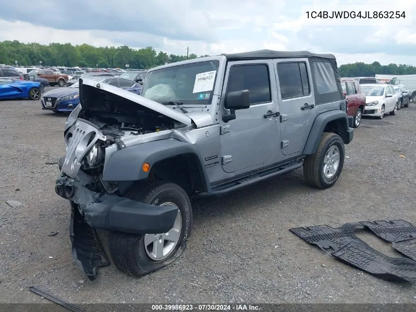 2018 Jeep Wrangler Jk Unlimited Sport S 4X4 VIN: 1C4BJWDG4JL863254 Lot: 39986923