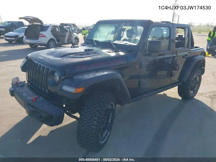 2018 Jeep Wrangler Unlimited Rubicon 4X4 VIN: 1C4HJXFG3JW174530 Lot: 40008451