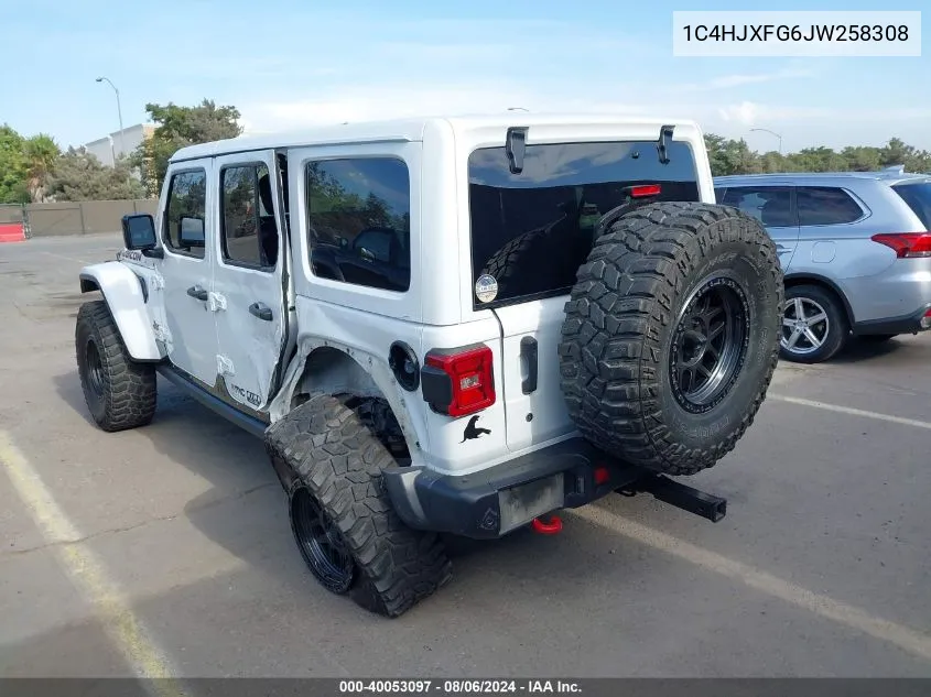 2018 Jeep Wrangler Unlimited Rubicon 4X4 VIN: 1C4HJXFG6JW258308 Lot: 40053097